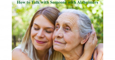 How to Talk with Someone with Alzheimers. Picture of a young Caucasian girl hugging elderly Caucasian woman