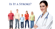 Signs of a Stroke. Picture of a Caucasian healthcare provider with a Caucasian family.
