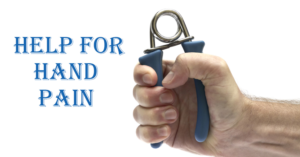 Healthier Hands. Picture of a male Caucasian hand squeezing a device to strengthen hands.
