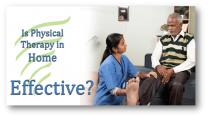 Is Physical Therapy in Home Effective? Picture of a young black physical therapist working with an older black male in his home.