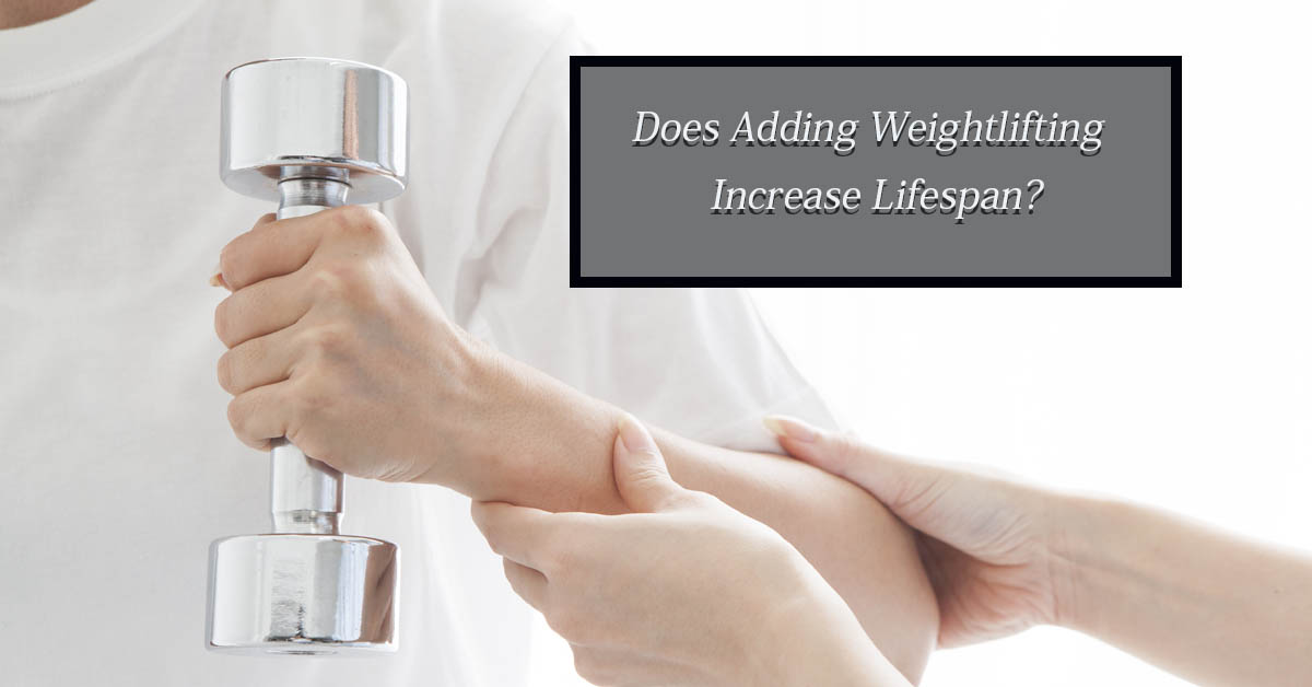 Does Weightlifting Added to Aerobic Exercise Offer a Longer Life? Picture of a caucasian arm holding light dumbbell weights.