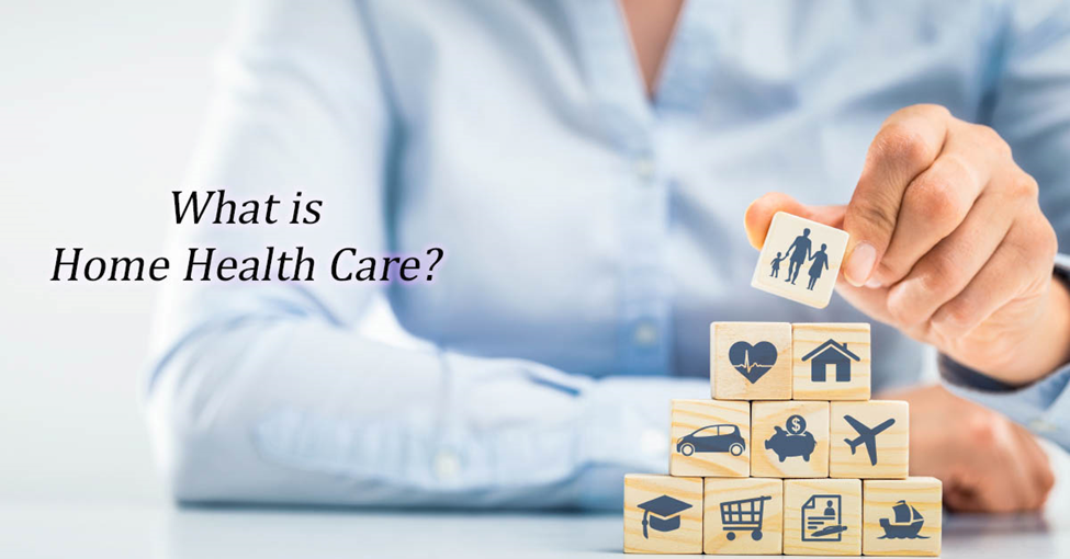 What is Home Health Care? Picture of a caucasian female stacking building blocks regarding home care.