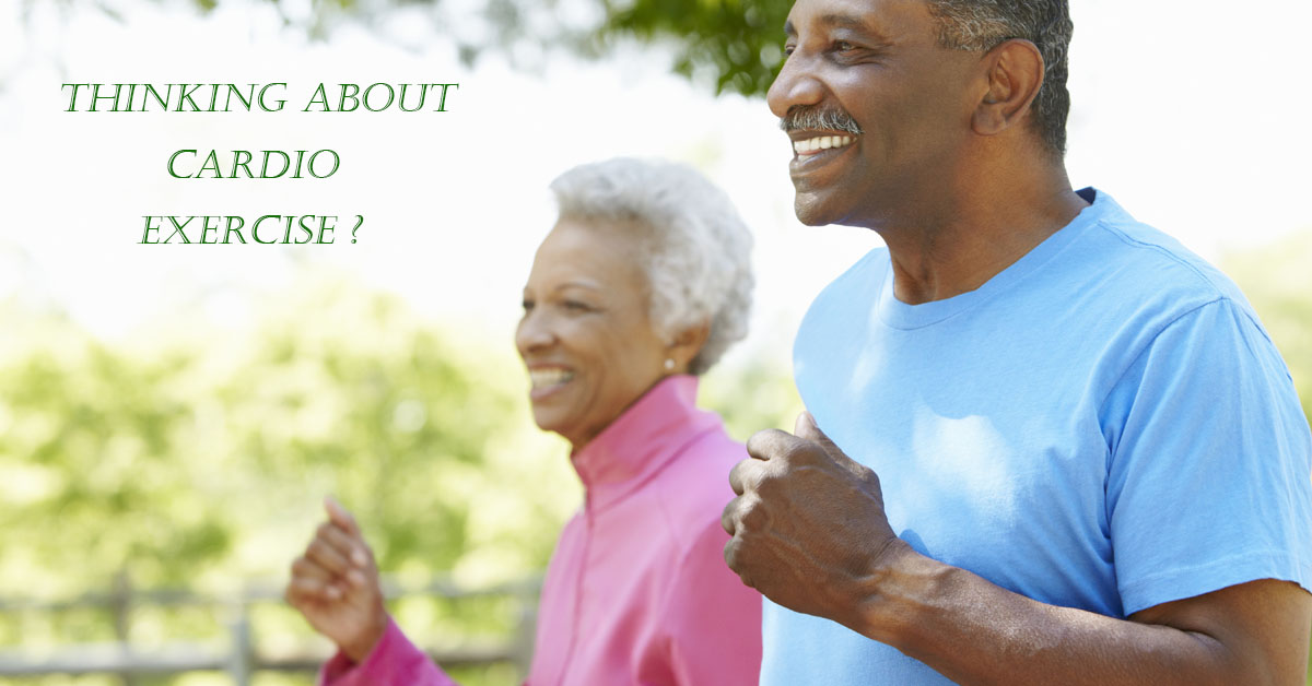 Think Again About Cardio Exercise. Picture of an older black couple power walking.