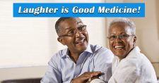 Laughter is Good Medicine. Picture of an older black male and female laughing.