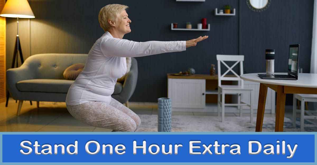 Stand Up to Disability. Picture of an older caucasian female standing up to exercise.