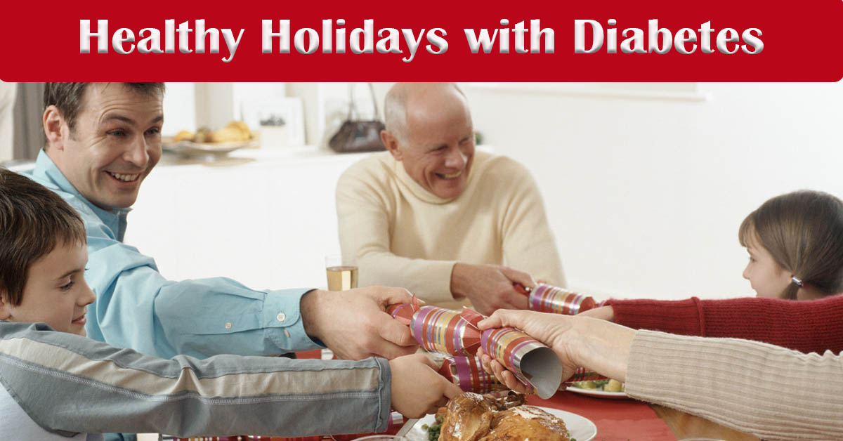 Navigating the Holidays with Diabetes: A Guide to Celebrating Healthily. Picture of an older caucasian male, a young caucasian male and a caucasian male and female child having a holiday meal together.