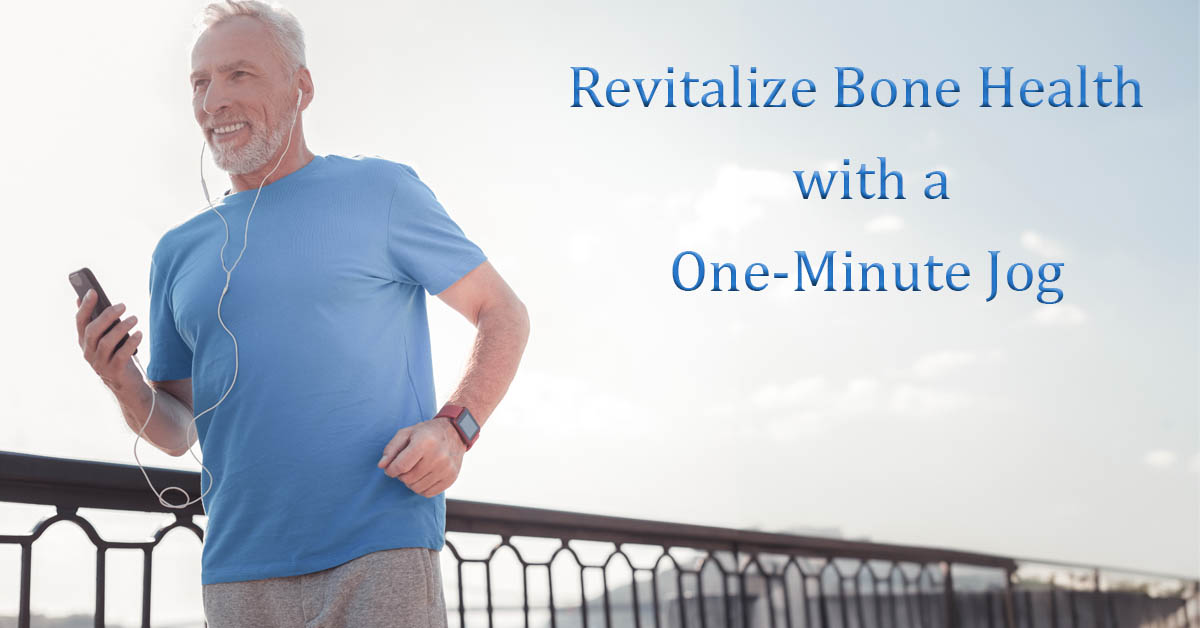 Revitalizing Bone Health: An Unexpectedly Simple Approach. Picture of an older caucasian male jogging while listening to something with ear buds.