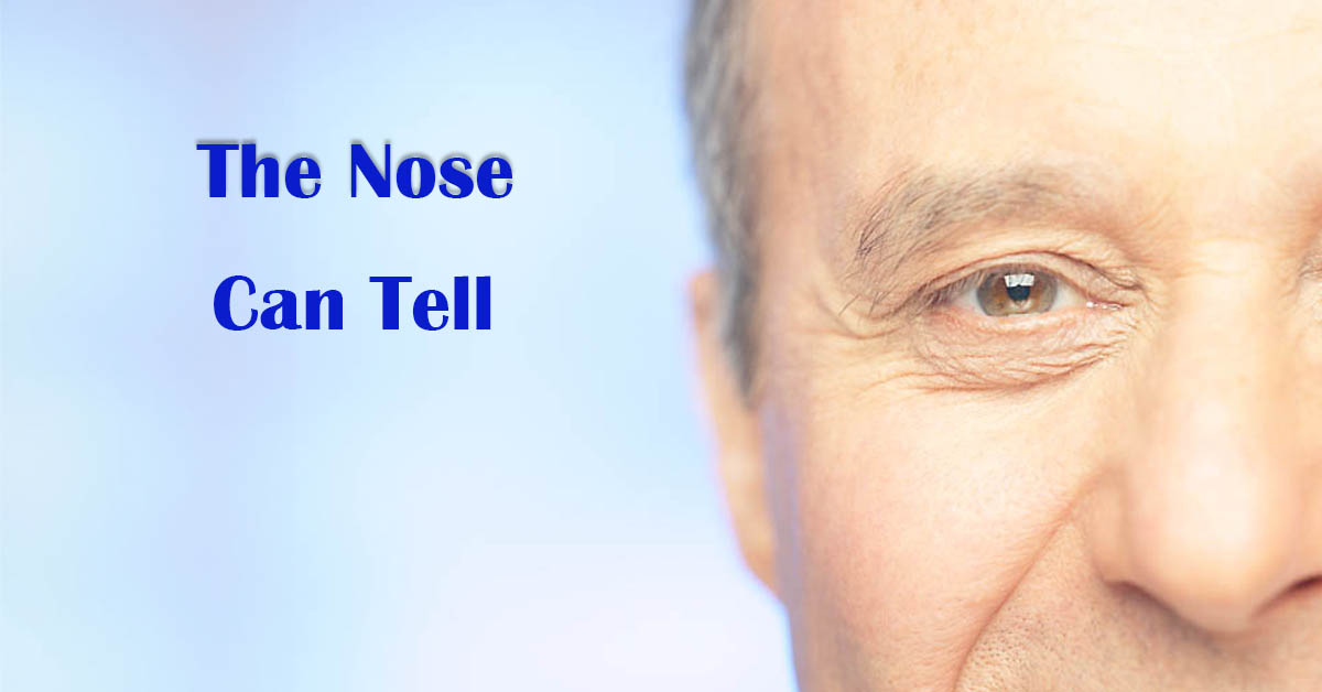 In Odor to Tell. Picture of part of a caucasian male's face showing his eye and nose.