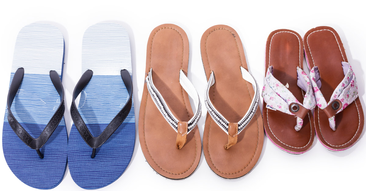 Image of different kinds of flip flops